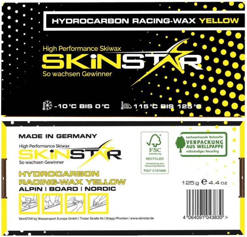 SkinStar Hydrocarbon Racing Wax Skiwax Profi-Wachs Mix Set Yellow-Red 500g