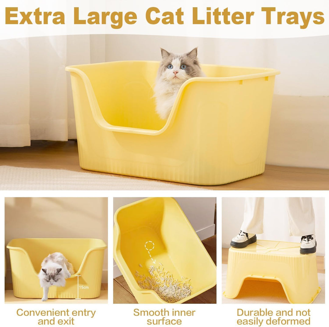 Katzenklo Offen Gross 64x45x33cm, Katzentoilette Hoher Rand Ohne Deckel Katzen Klo Cat Litter Box Sp