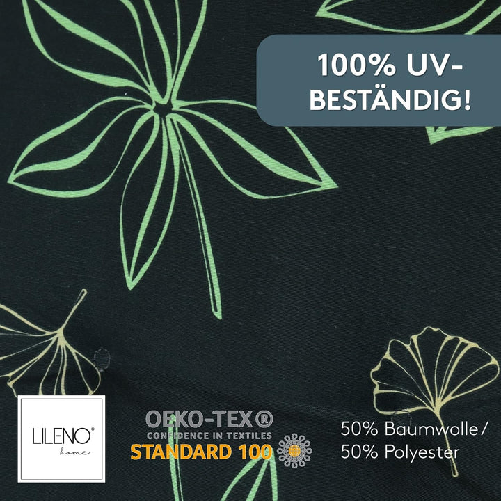 LILENO HOME Gartenstuhl Auflagen als [2er Set - Hochlehner] in Grafik-Blume Grün - Bequeme Liegen al