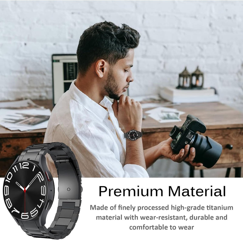 Miimall Kompatibel mit Samsung Galaxy Watch 6/5/4 Armband 40mm 44mm, Titanstahl Metall Doppelte Falt