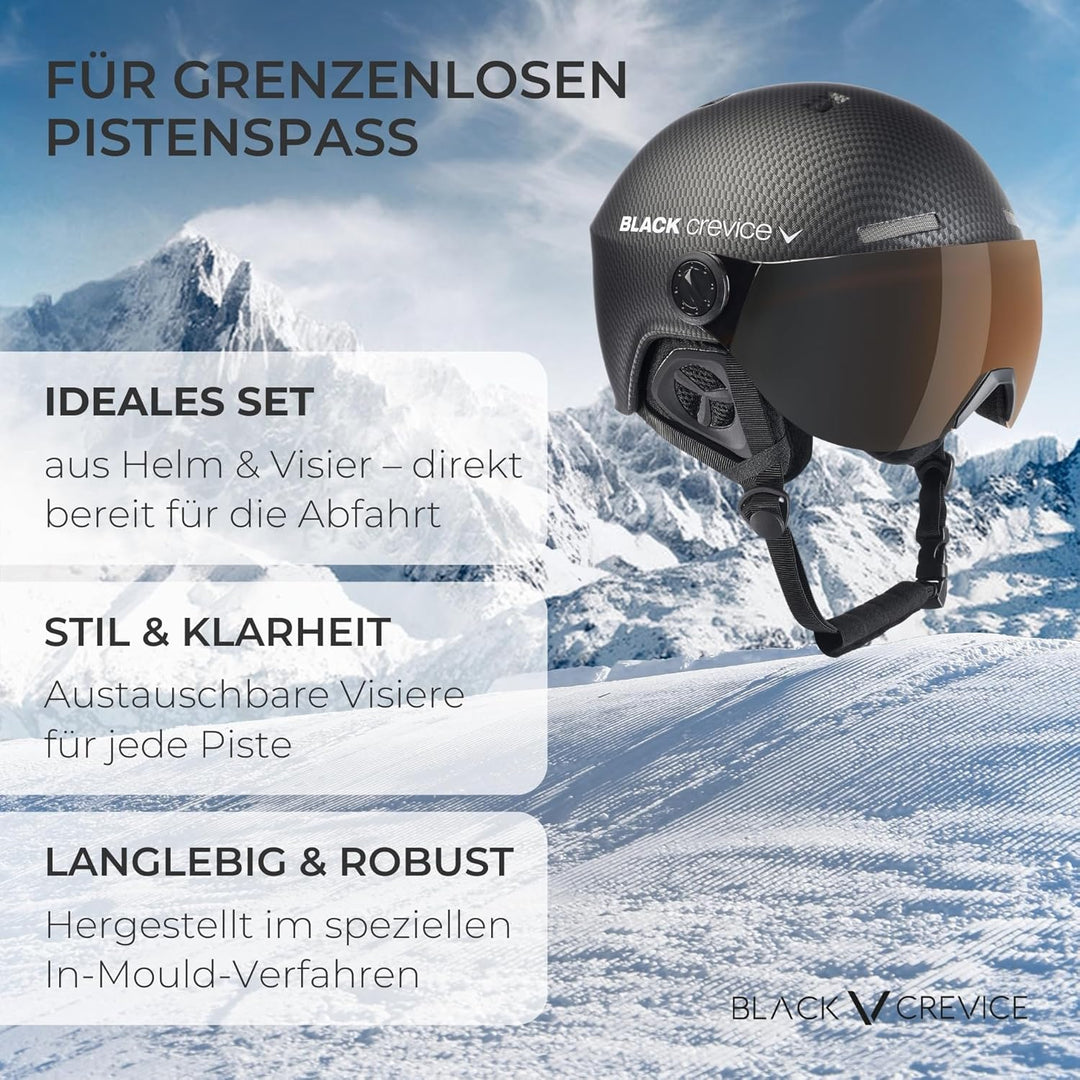 BLACK CREVICE Ersatzvisier mit Vollschutz I Skihelm-Ersatzvisier für Skihelm Arlberg & Gstaad & Saal