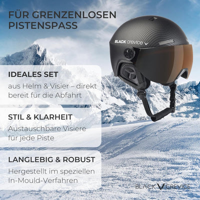 BLACK CREVICE Ersatzvisier mit Vollschutz I Skihelm-Ersatzvisier für Skihelm Arlberg & Gstaad & Saal