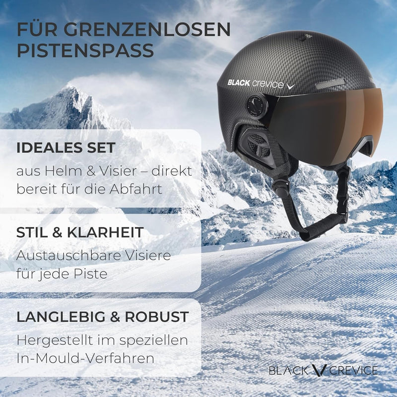 BLACK CREVICE Ersatzvisier mit Vollschutz I Skihelm-Ersatzvisier für Skihelm Arlberg & Gstaad & Saal