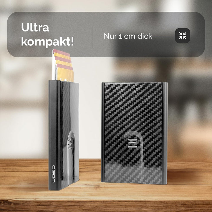ÖGON -DESIGNS- Slider Kartenhalter aus Aluminium, rutschfest, automatisch, schmal, minimalistisch un