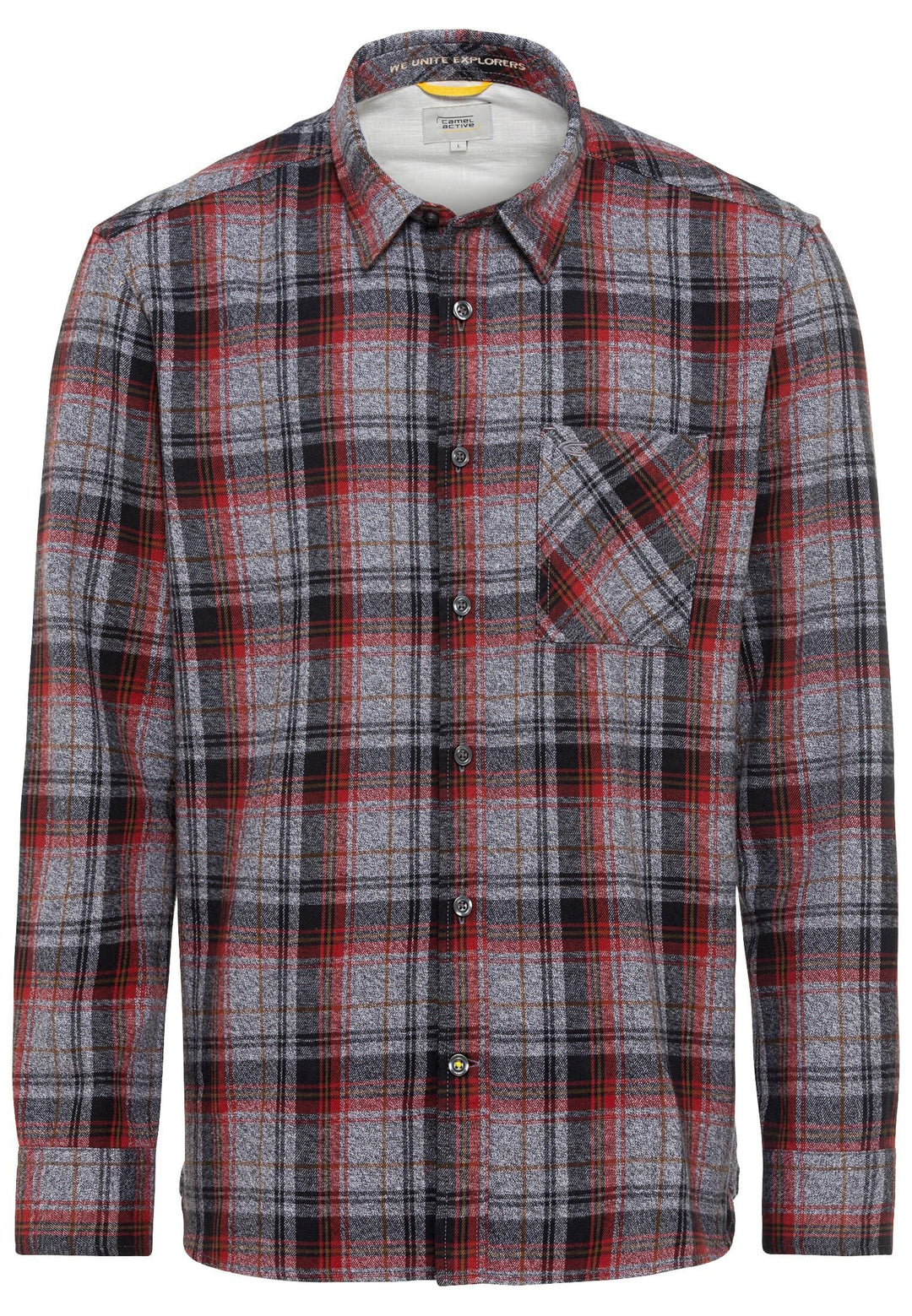 camel active Herren Flanell Karohemd aus Reiner Baumwolle M Asphalt, M Asphalt