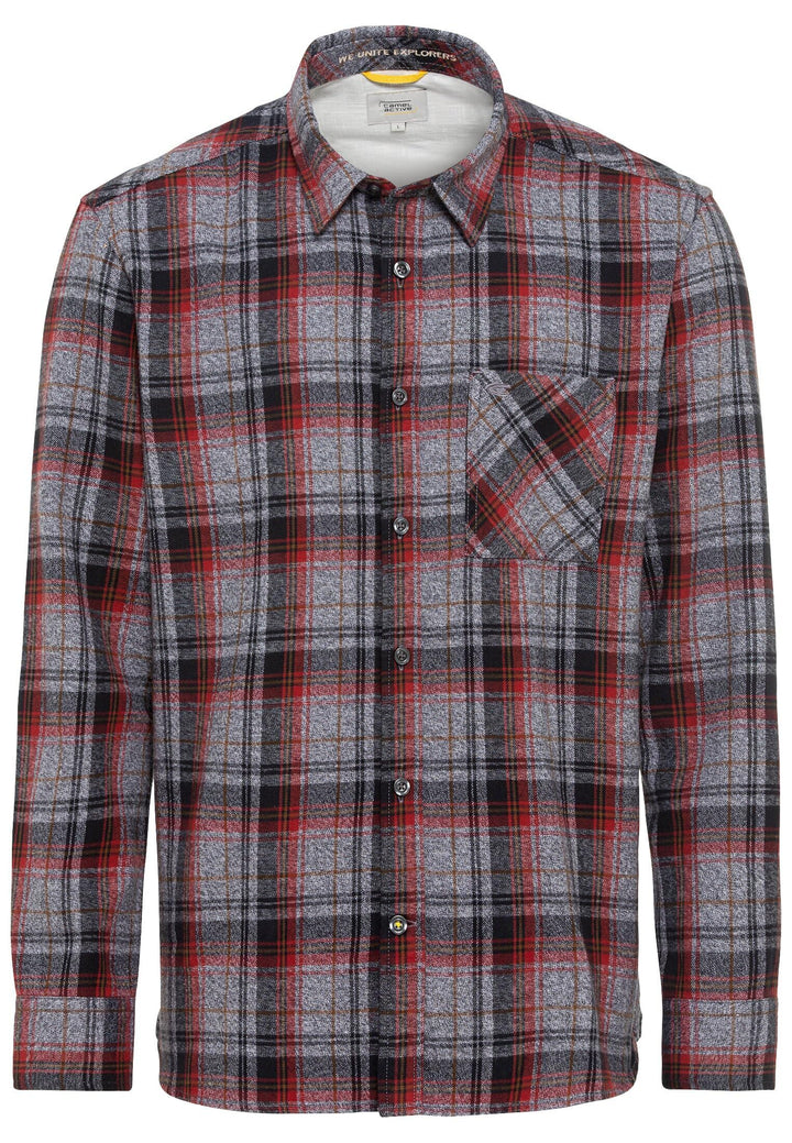 camel active Herren Flanell Karohemd aus Reiner Baumwolle M Asphalt, M Asphalt