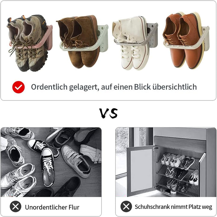 Schuhhalter Faltbar Wand Montiert 4 Stück Faltbare hängen Schuhen Wandregal Schuhablage Hängeregal o
