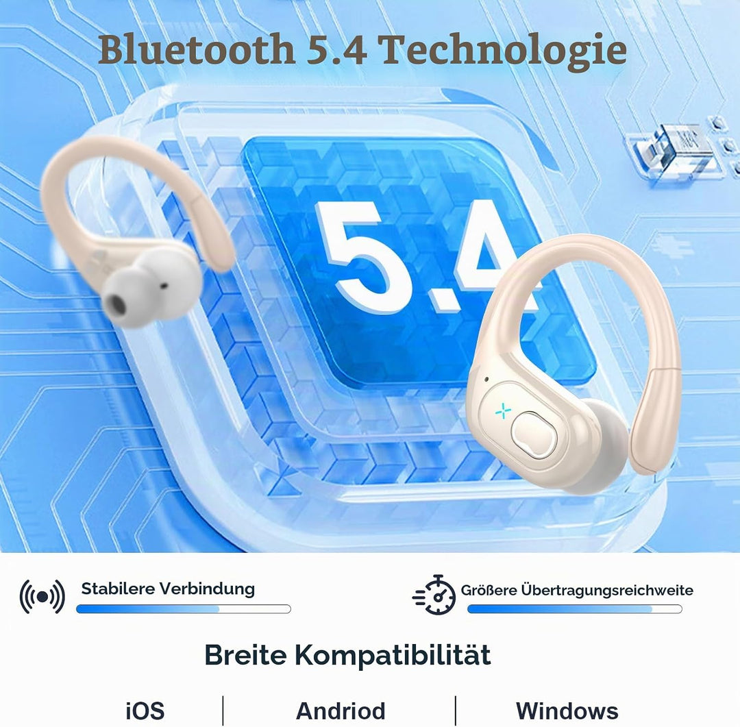 Aptkdoe In Ear Kopfhörer Kabellos Sport, Bluetooth 5.4 Kopfhörer mit ENC Mic, 75 Std Spielzeit, Anpa