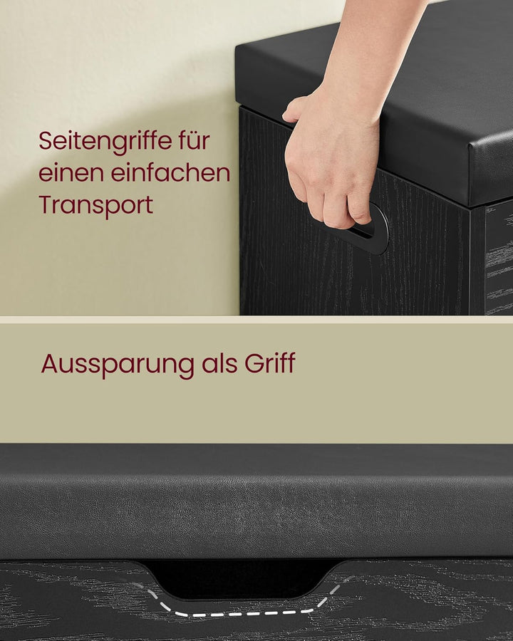 VASAGLE Schuhbank mit Sitzfläche, Sitzbank mit Stauraum, gepolstert, Fach unter Sitzkissen, Schuhreg