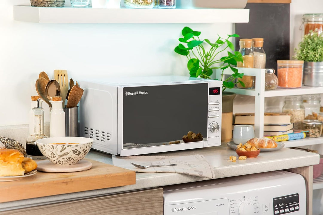 Russell Hobbs RHM2079A Digitale Solo-Mikrowelle, 20 L, 800 W, 5 Leistungsstufen, automatisches Aufta