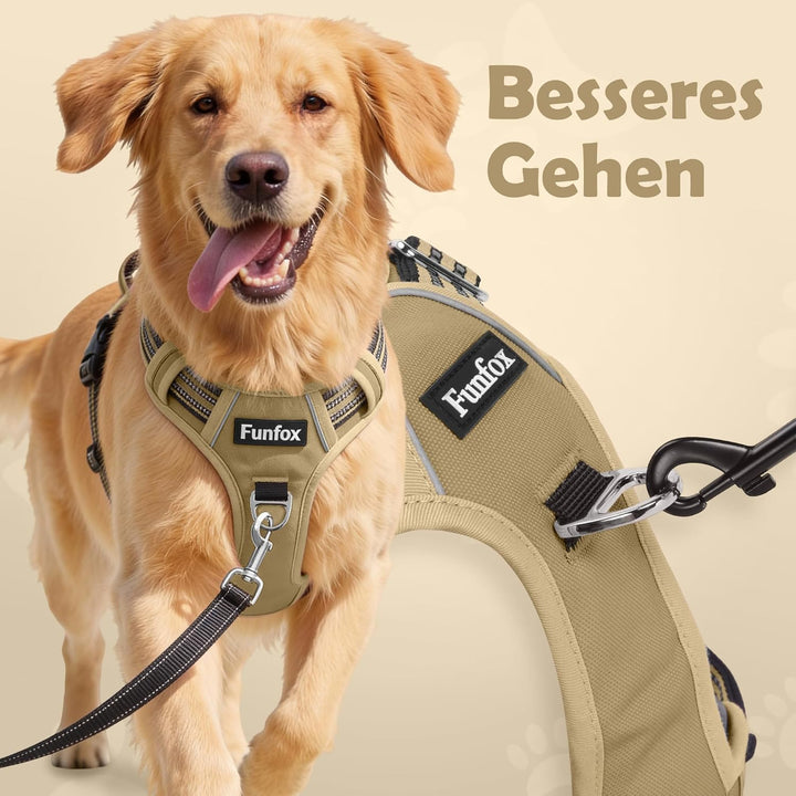 Funfox Hundegeschirr Kleine Hunde - Anti Zug Welpengeschirr mit Griff & Ringreflektoren, Atmungsakti