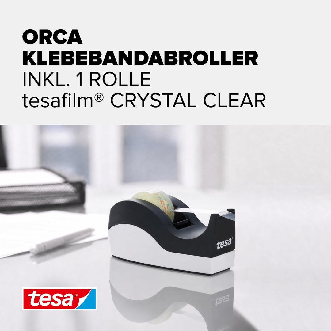 tesa Easy Cut Tischabroller ORCA - rutschfest, einfache Handhabung, sauberer Schnitt - mit 1 Rolle t