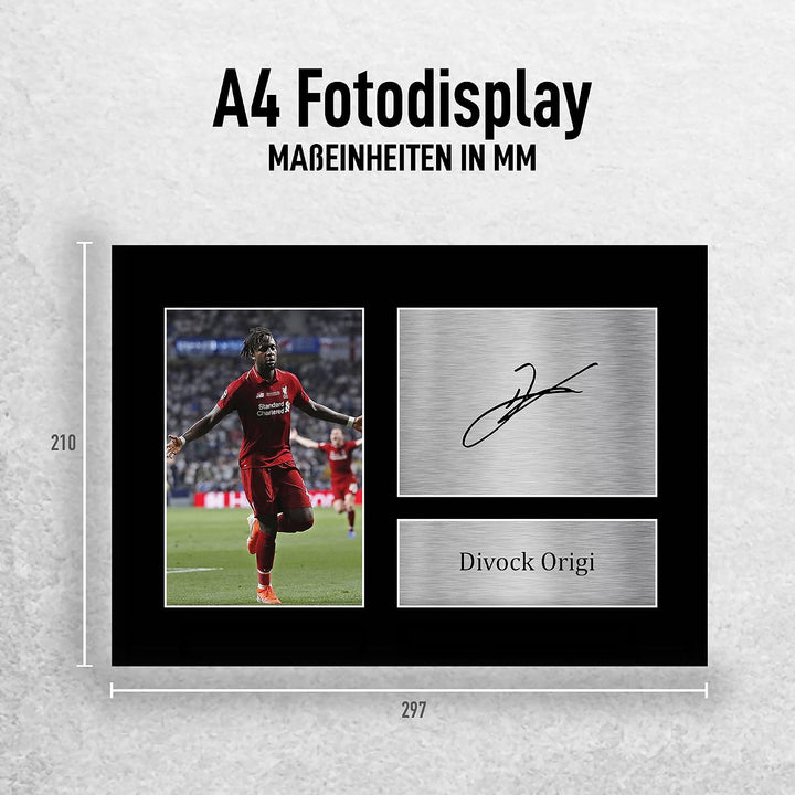 HWC Trading Divock Origi Liverpool Gifts gedrucktes Autogramm-Bild für Fans und Fans, A4 Origi Divoc