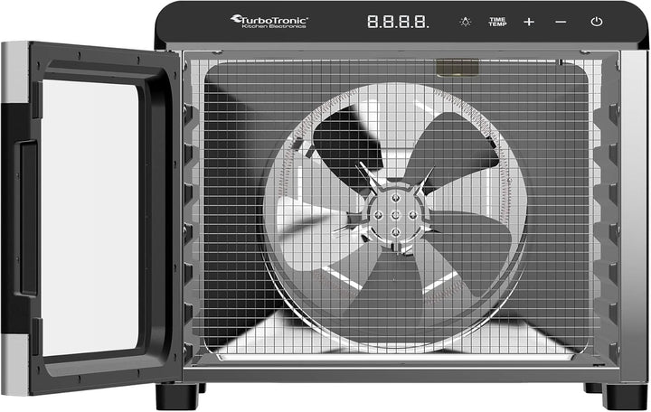 TurboTronic Dörrgerät Food Dehydrator 50 Liter - 35°C bis 75°C - komplett aus Metall 7 Etagen Obst G