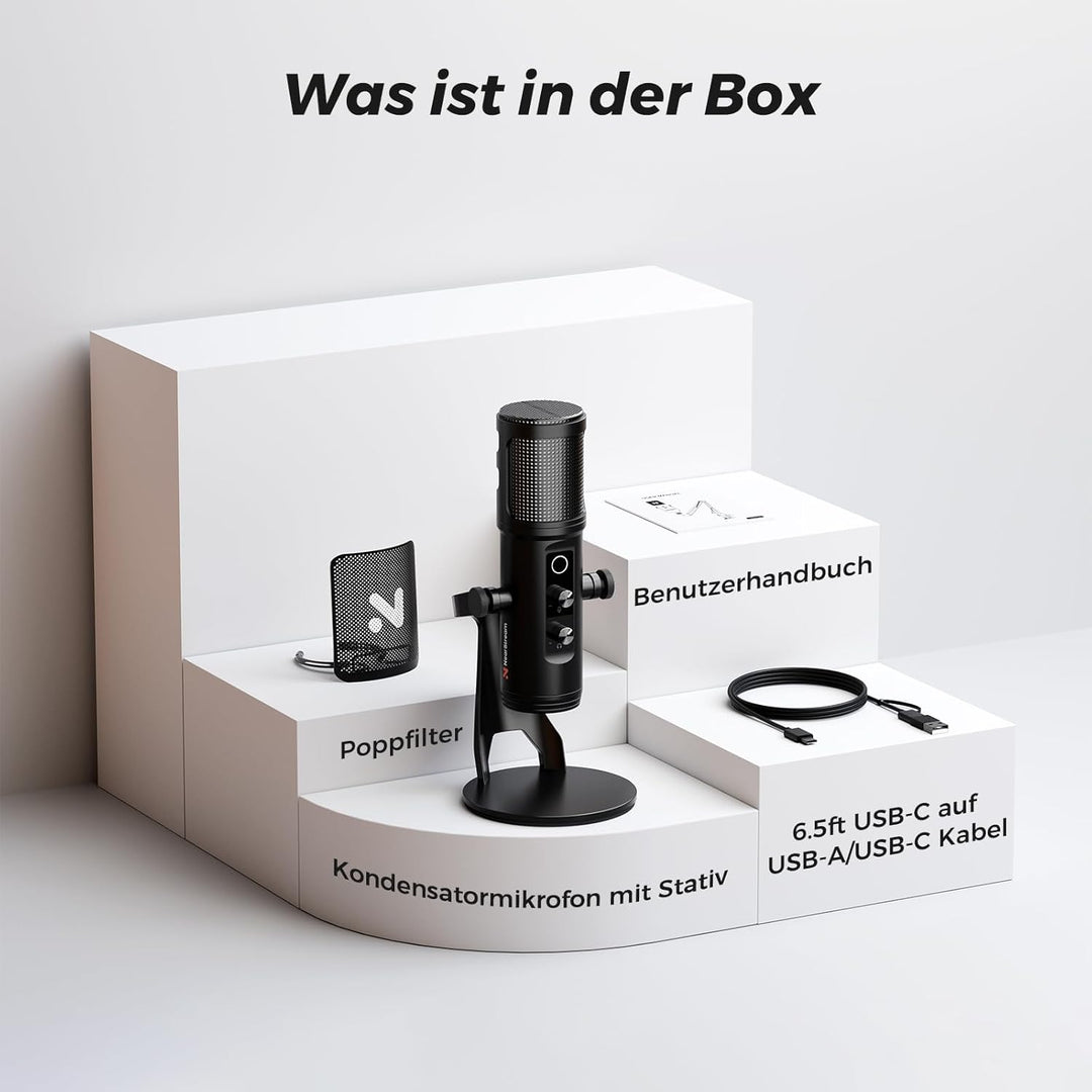NearStream RGB Gaming Mikrofon Kit mit Stand,USB Mikrofon für Podcasts/Streaming,Kondensator mikrofo
