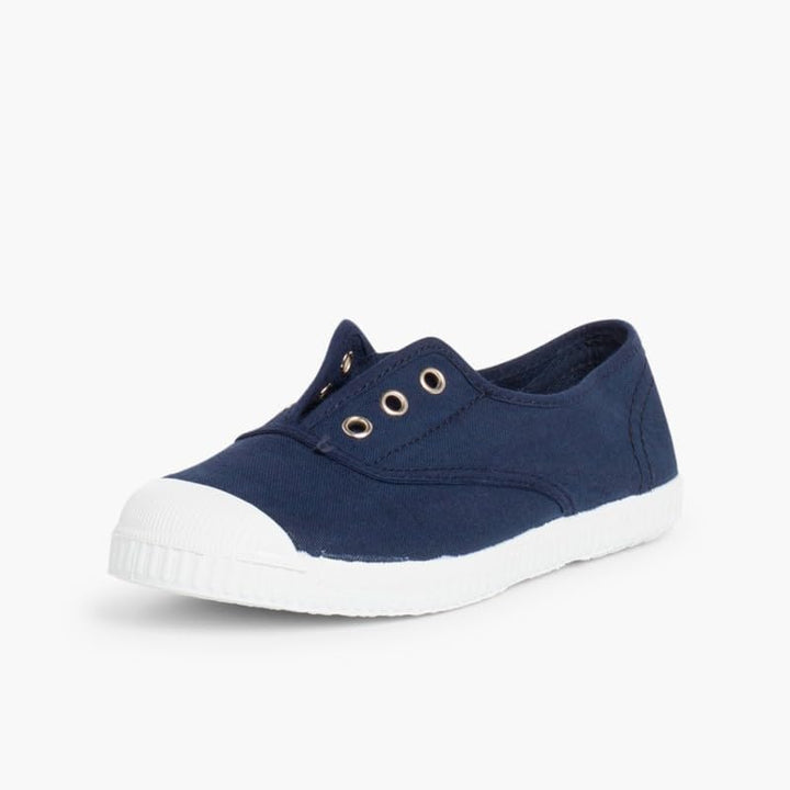 Pisamonas Leinwand-Sneakers Ohne Schnürsenkel Mit Gummispitze 22 EU Marineblau, 22 EU Marineblau