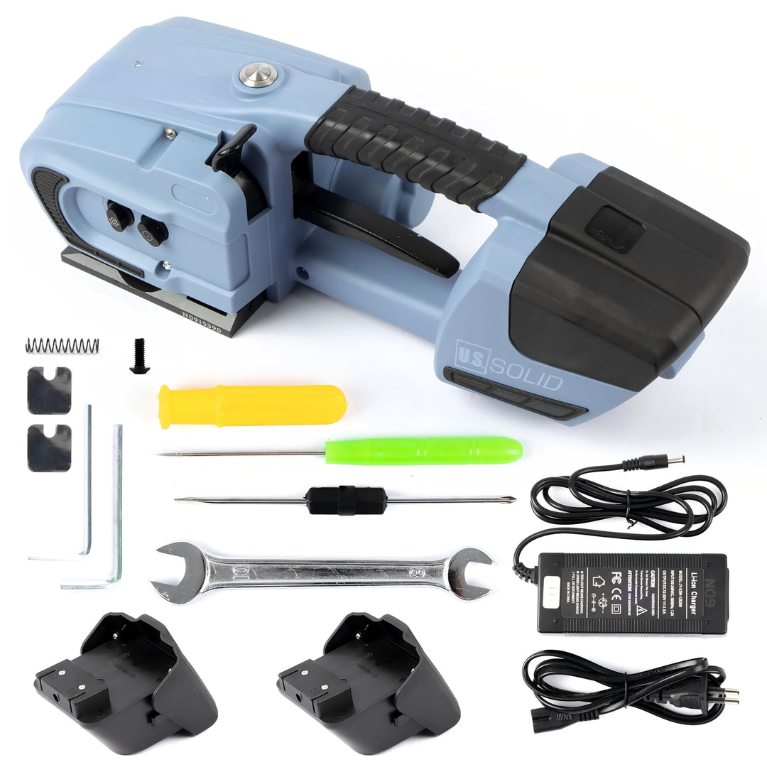 U.S. Solid Elektrische Umreifungsgerät mit 2x4000mAh Akku, für 13-16 mm PP/PET-Bänder, Vollautomatis