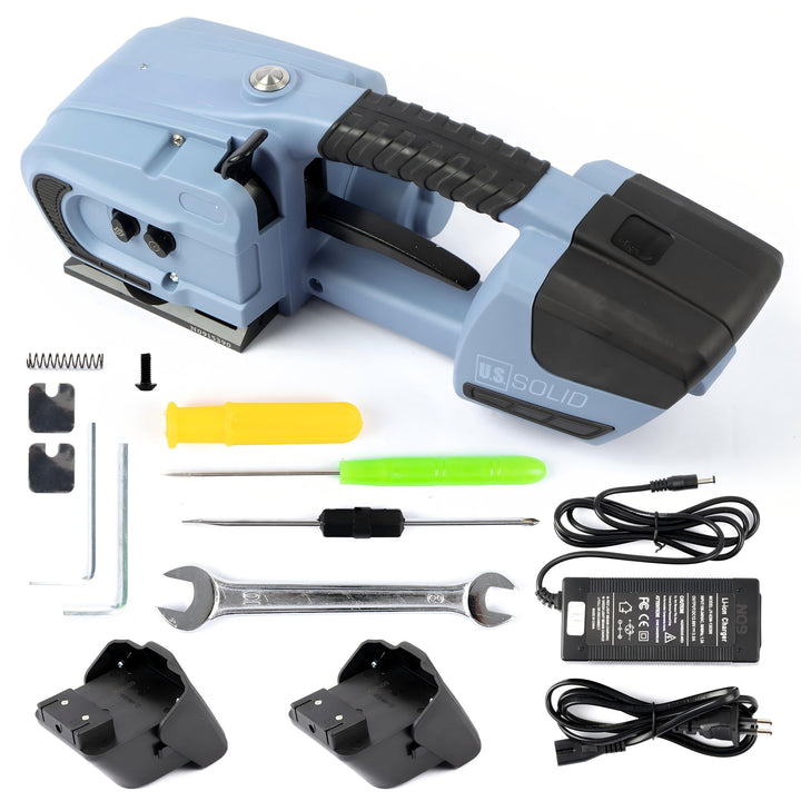 U.S. Solid Elektrische Umreifungsgerät mit 2x4000mAh Akku, für 13-16 mm PP/PET-Bänder, Vollautomatis