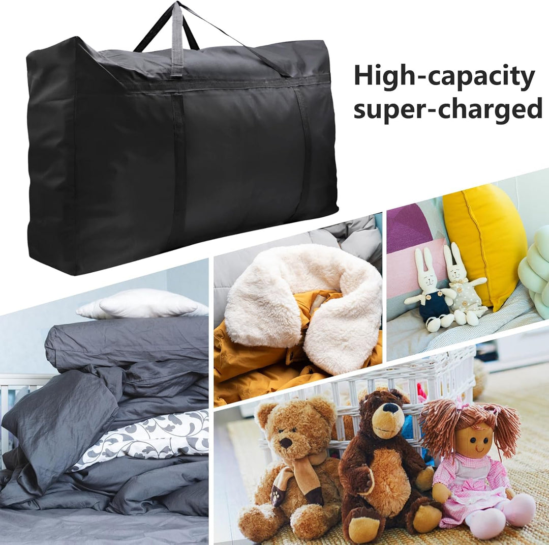 2er Pack 180L Extra Grosse Aufbewahrungstaschen, 600D Oxford Schwere Tragetaschen mit Reissverschlüs