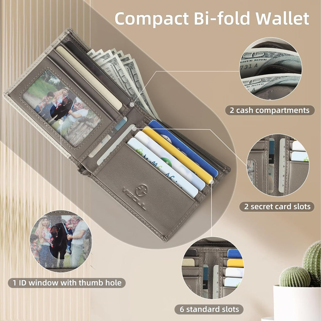 VISOUL Echt Leder Geldbörse Herren mit RFID Schutz Portemonnaie Gross mit Münzfach 8 Fächer Echtlede