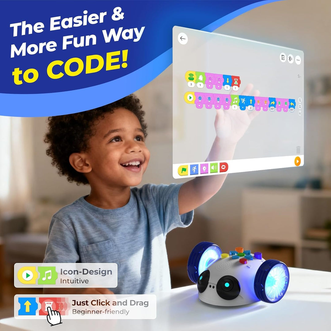 Apitor Robot Wheels - Programmierbarer Roboter Für Kinder ab 5+, STEM-Lernspielzeug mit Bildschirmfr