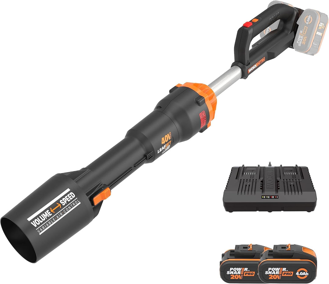 WORX Nitro 40V Akku-Laubbläser WG585E - bürstenloser Motor - 3 Geschwindigkeiten & Turbomodus - 266k