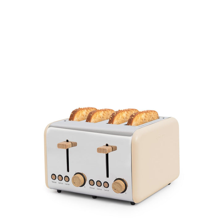CREATE/TOAST RETRO DOUBLE/Toaster für breite Scheiben Sand/Krümelfach, 6 Leistungsstufen, Thermostat