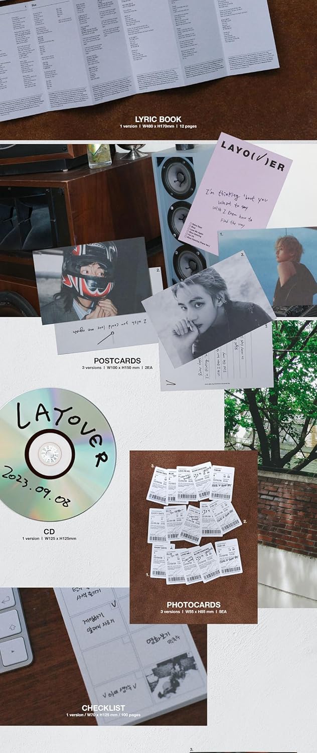 BTS V Layover 1st Solo Album Out box+Contents+Photobook+Lyric book+Photocard+etc+Tracking Sealed BAN