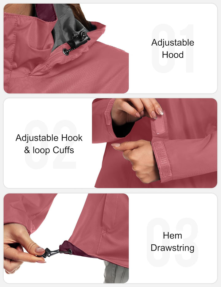 Little Donkey Andy Damen wasserdichte Regenjacke Leichte atmungsaktivem Regenjacke für Outdoor-Windb