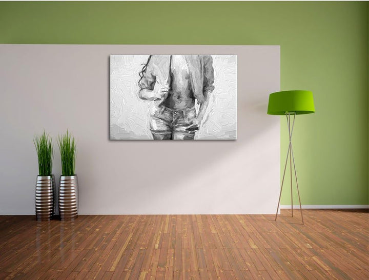 Sexy Woman Pinsel Effekt, Format: 100x70 auf Leinwand, XXL riesige Bilder fertig gerahmt mit Keilrah