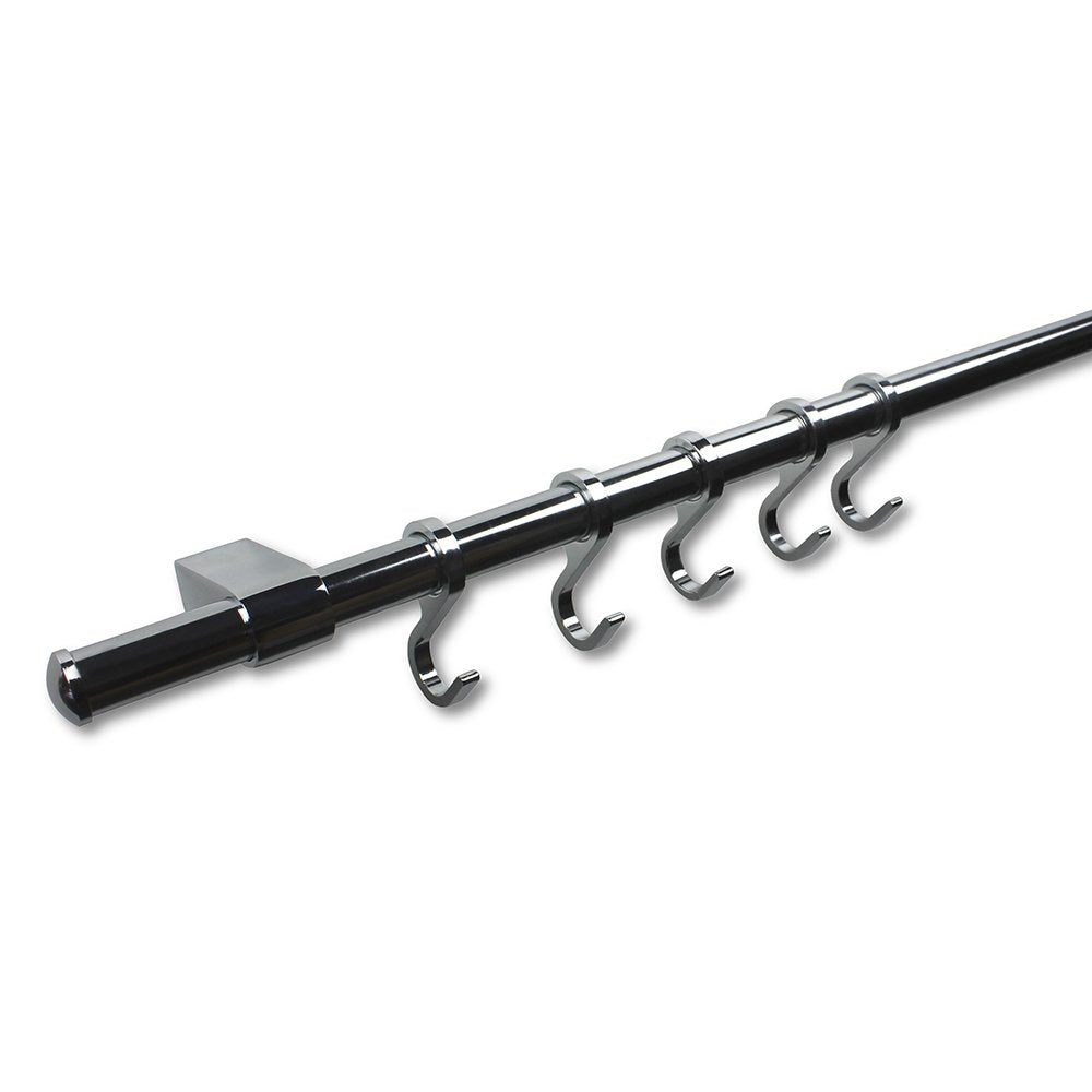 Hängeleiste 100cm, Metal verchromte Küchenleiste zur Wandbefestigung, mit 10 Haken