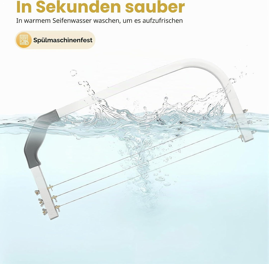 Kaichenyt Tortenbodenschneider, Edelstahl Tortenschneider 53cm mit 3 Gezahnten Schneiddrähten Verste