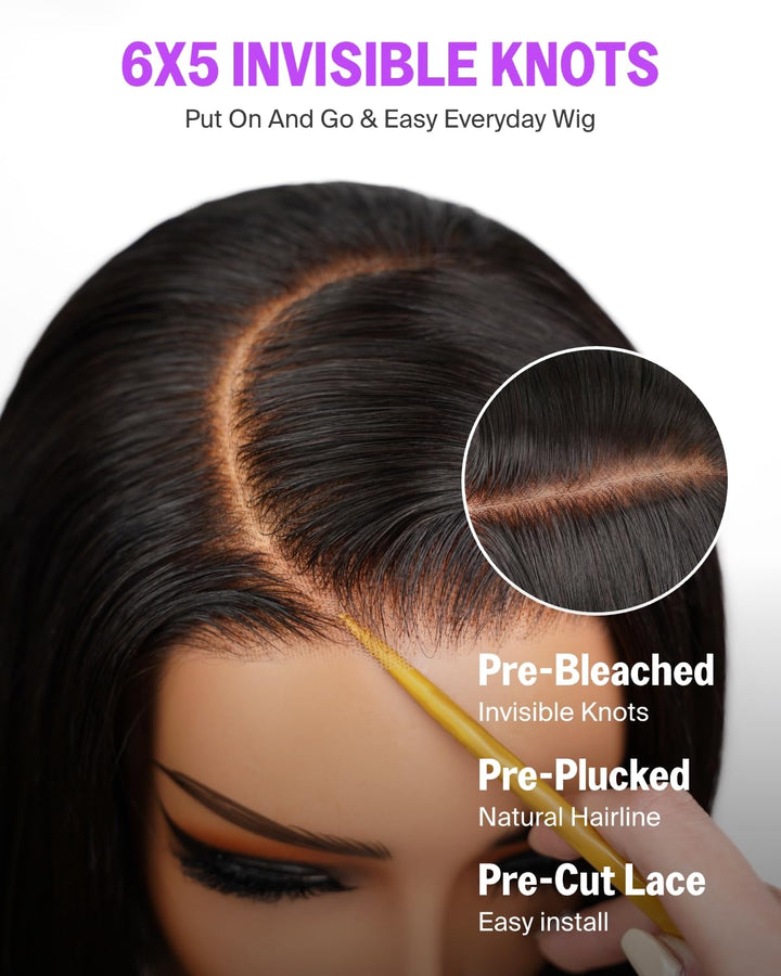 Wear and Go Glueless Bob Wig Human Hair For Black Echthaar Perücke Pre Cut 5x6 HD Lace Front Human H