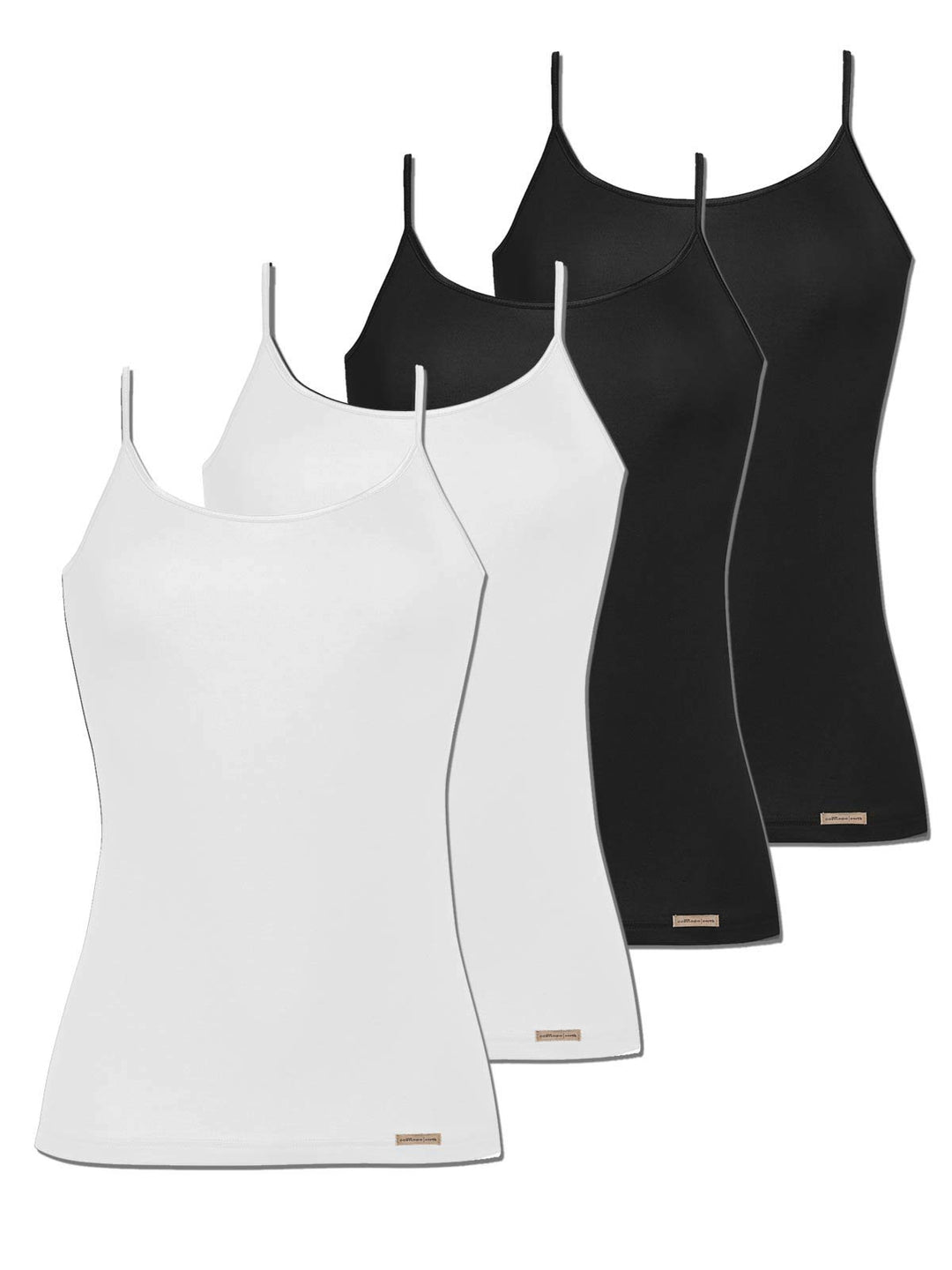 Earth 4er Sparpack Damen Unterhemd Spaghettiträger, Gr. 36-46, 38 Schwarz-weiss