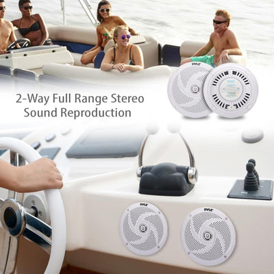 Pyle Marine Speakers - 6.5 Inch 2 Way Waterproof and Weather Resistant Outdoor Audio Stereo Sound Sy