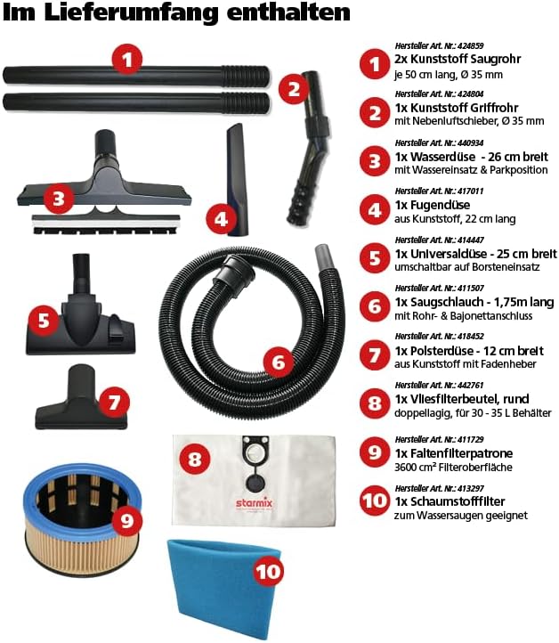 Starmix Universal-Staubsauger uClean 1432 HK, höchst vielseitiger Nass- und Trockensauger für Flexib