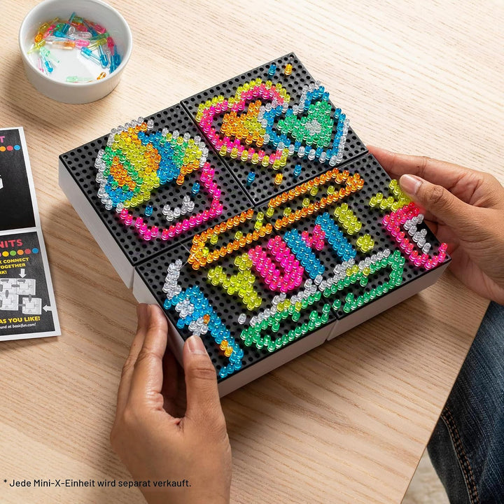 Basic Fun 02322 Lite Brite Mini-X Connect, beleuchtetes Zeichenbrett, Mini-LED-Zeichenbrett mit Farb