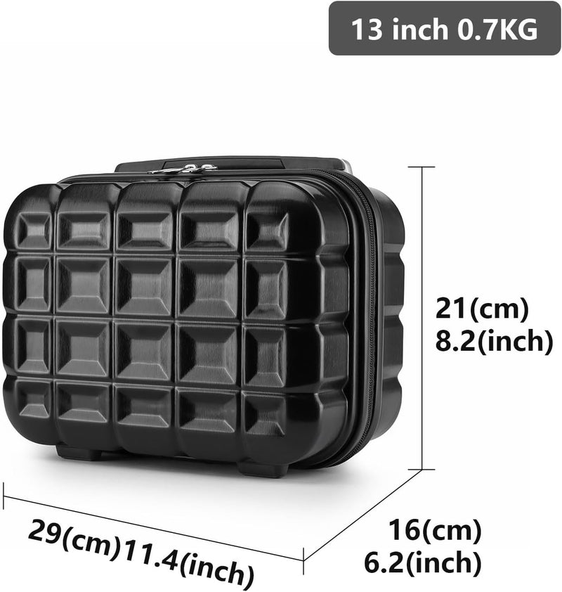 KONO Gepäck-Sets Kofferset 2 Teilig Mittelgross Koffer mit Beautycase (62cm+Kosmetikkoffer, Schwarz)