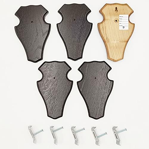 GTK - Geweihe & Trophäen KRUMHOLZ 5 Stück REH Trophäenschilder Stumpf in Eiche Dunkel AF 18,5 cm x 1