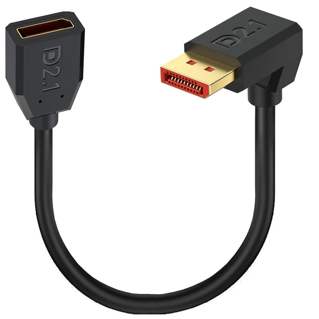 Displayport 2.1 Kabel,90-Grad rechtwinklig DP Stecker auf Buchse Verlängerungskabel, 52Gbps kurze Di