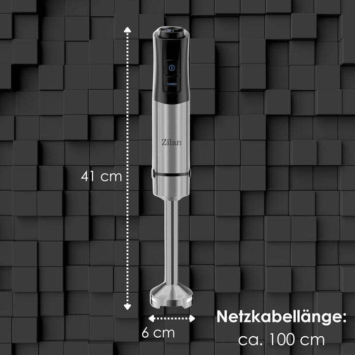 5-in-1 Stabmixer Set 1200 Watt Pürierstab, Zerkleinerer, Schneebesen, Milchaufschäumer, Messbecher L
