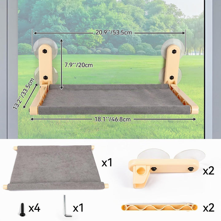 ALL FOR PAWS Katzenhängematte am Fenster für Hauskatzen – Kabellos Design, Extra grosse Saugnäpfe, F