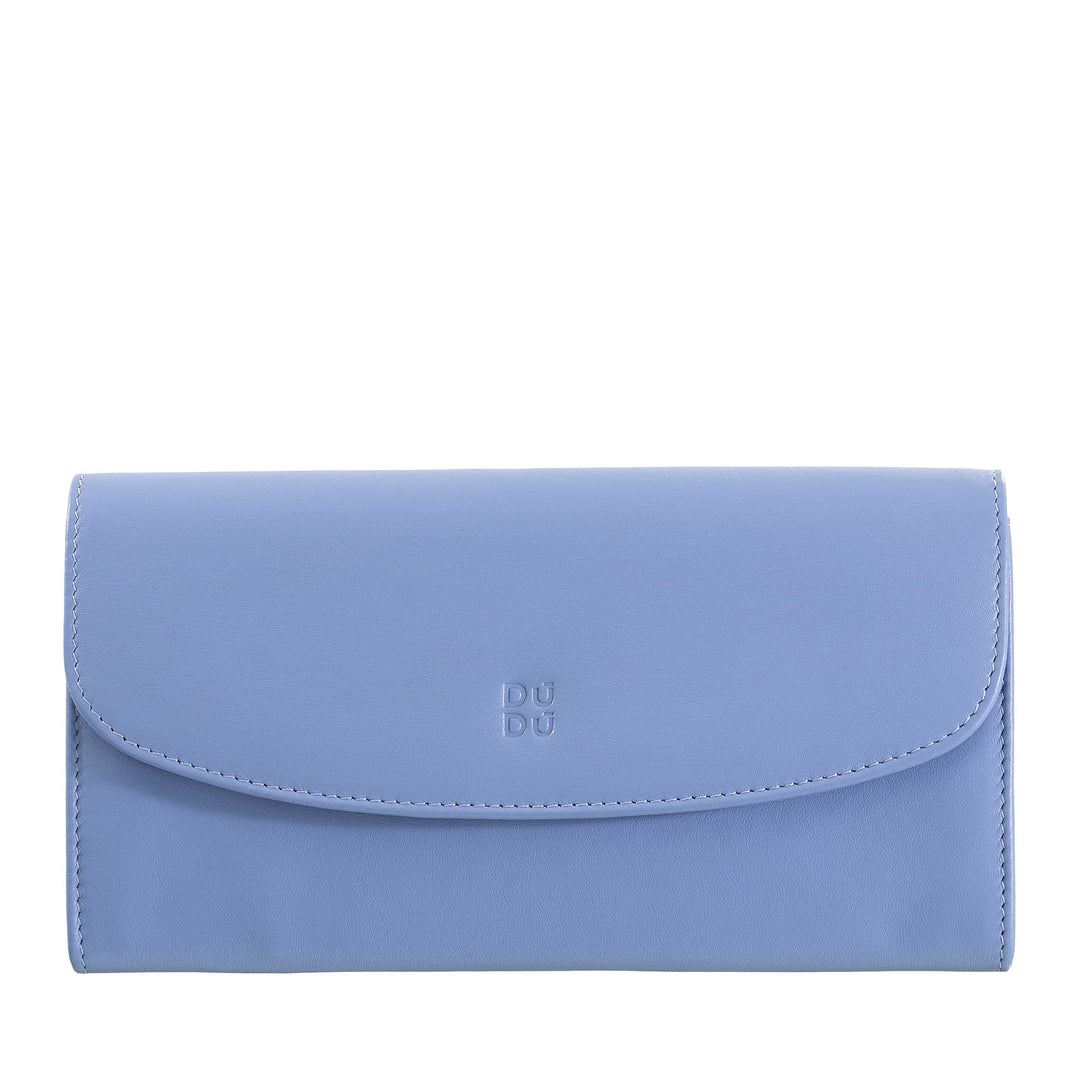 DUDU Grosse Damengeldbörse aus farbigem Leder, Kontinentale Brieftasche, Kreditkartenfächer, Münzgel
