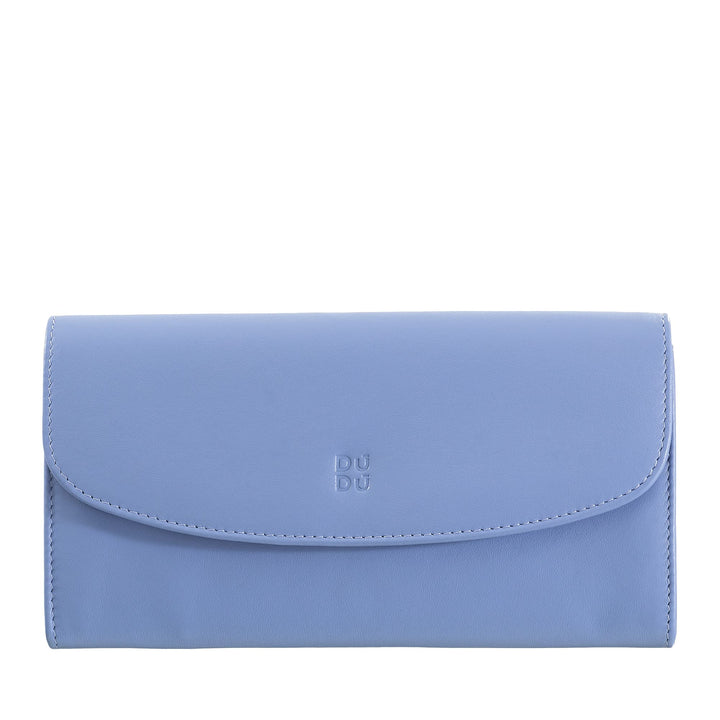 DUDU Grosse Damengeldbörse aus farbigem Leder, Kontinentale Brieftasche, Kreditkartenfächer, Münzgel
