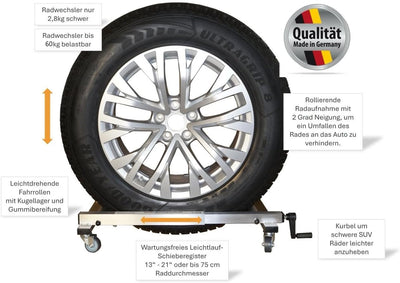 Marktkreuzer Radmontagehilfe, Reifenwechselhilfe, Radwechsel Werkzeug für PKW und SUV, Reifentausch,