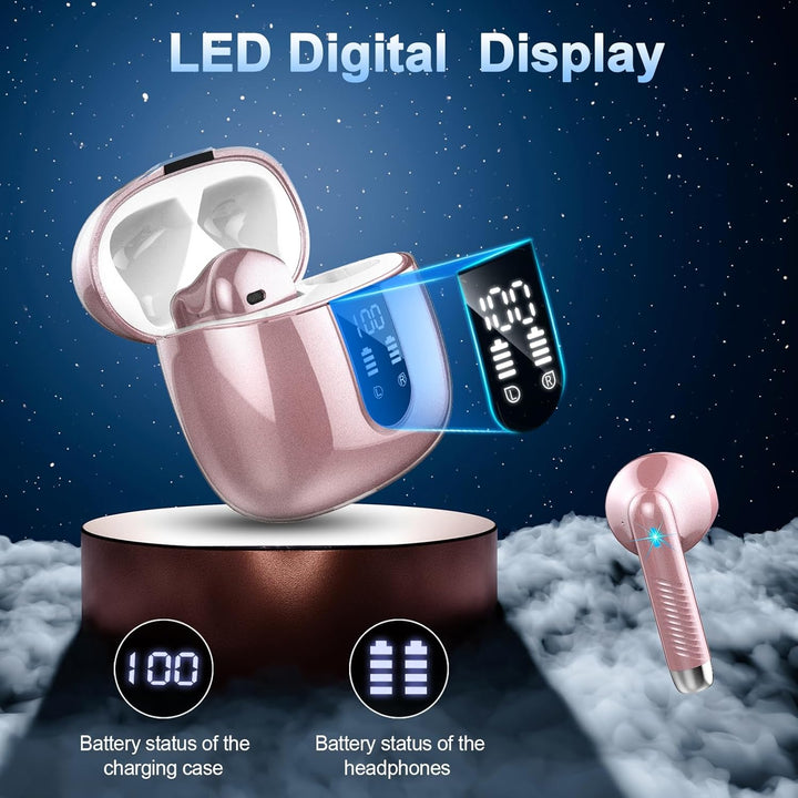 Bluetooth 5.3 Kopfhörer, In Ear Kopfhörer Kabellos mit 4 Mic, 48H Tiefer Bass Spielzeit Wireless Ear