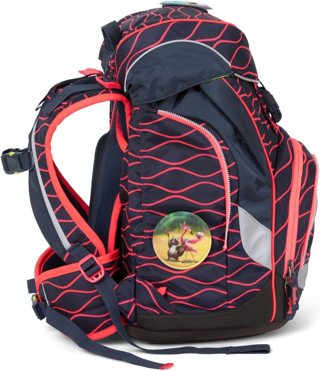 ergobag pack Set ergonomischer Schulrucksack, Set 6-teilig 20 Largo Wellenreitbär - Blau