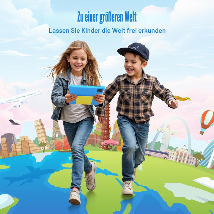 Laptok Kinder Tablet 7 Zoll, Android Tablet für Kinder, 5GB RAM+32GB ROM+128GB Erweiterbar, Wi-Fi, B