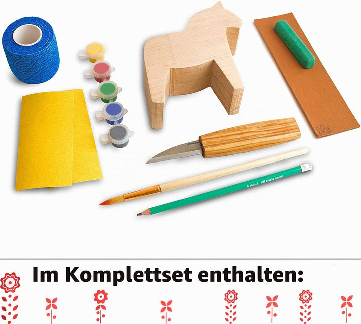 BeaverCraft Schnitz-Kit für Erwachsene und Jugendliche - Holzschnitzset DIY02 Dala Horse - Holzschni