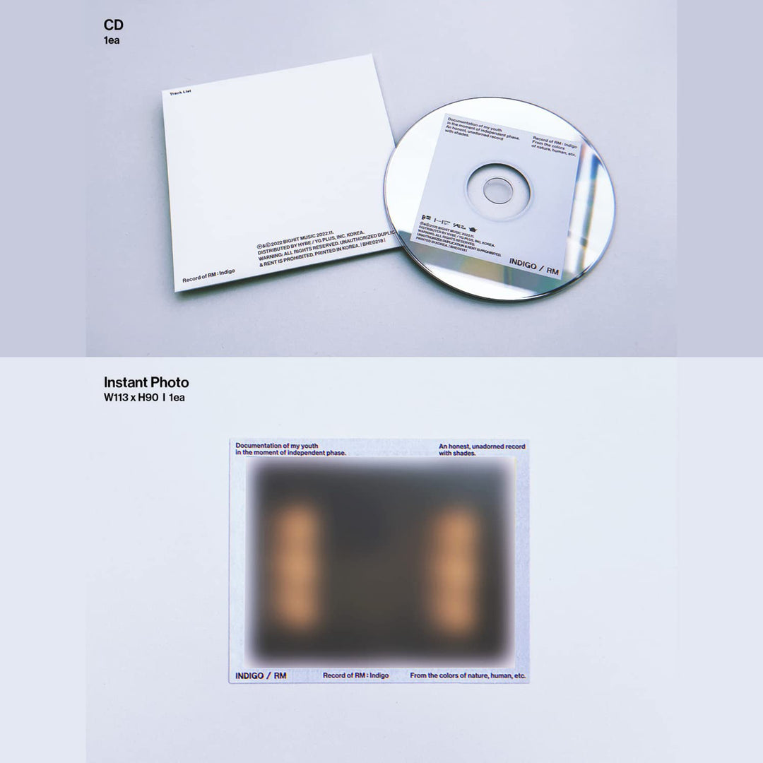 RM of BTS - [Indigo] (Book Edition) Outer Box + Book + CD + Postcard + Photocard + Fabric Card + Ins